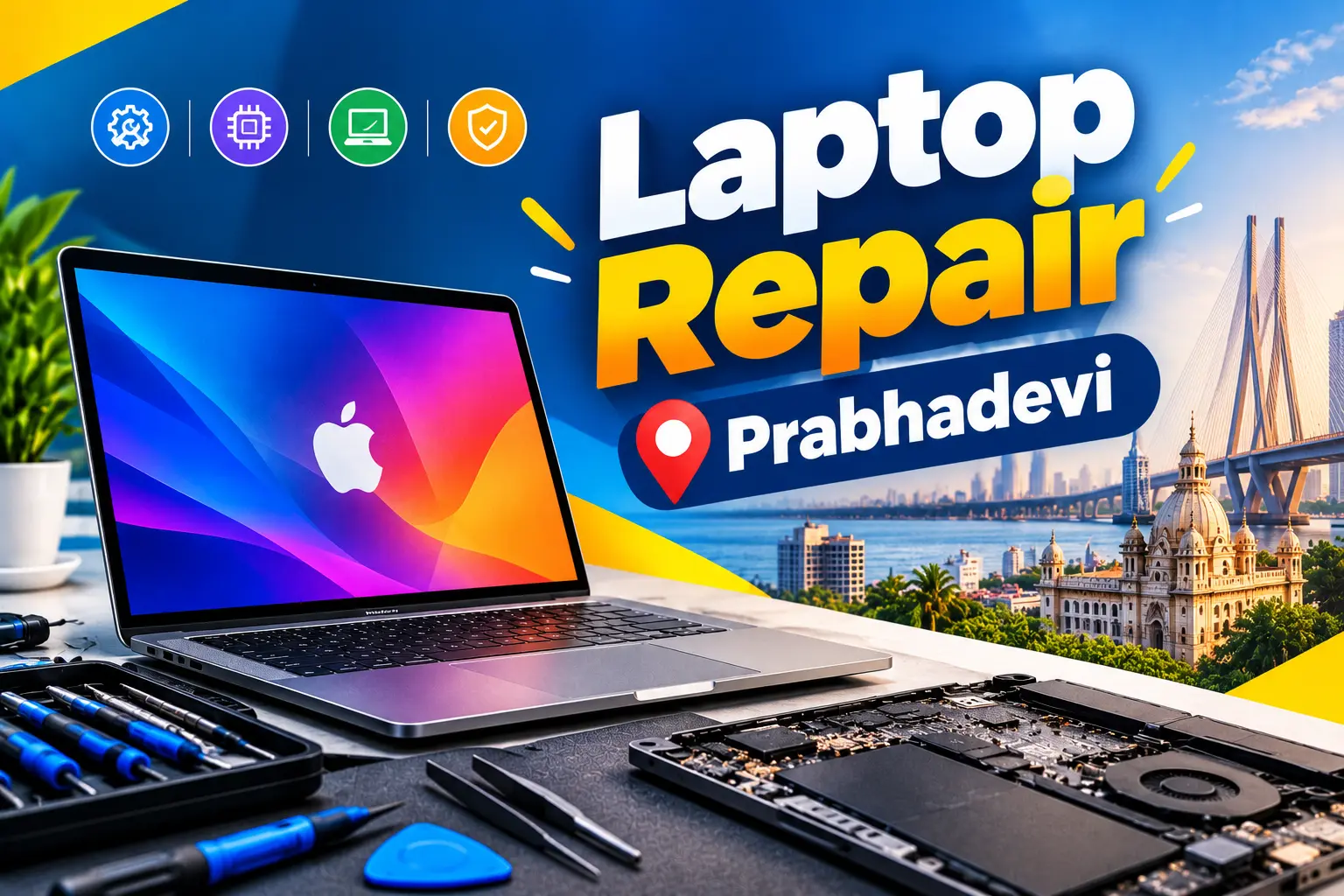 Technician doing laptop repair in Prabhadevi, Mumbai
